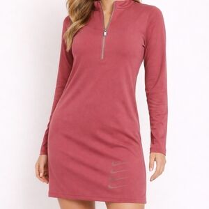 Nike Long Sleeve Zip-Front Dress in Dusty Rose